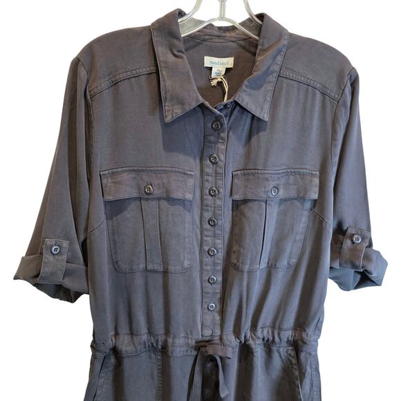 Sundance All Roads Jumpsuit Roll-tab Sleeve Womens Sz Large P Gray Lyocell $228 - Picture 2 of 16